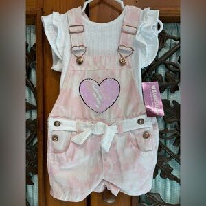 Nannette Light Pink Overalls with Sequin Heart
